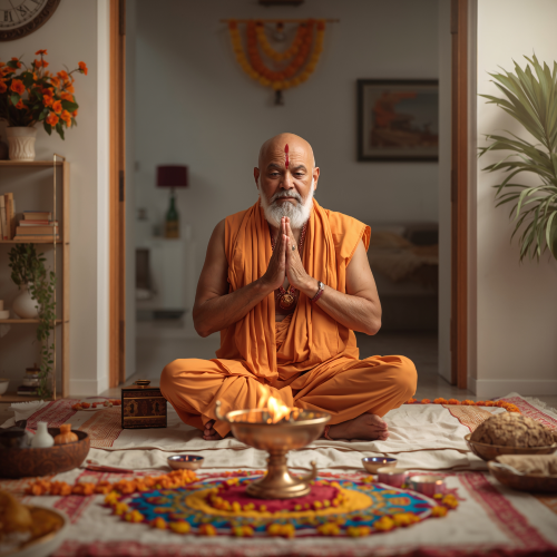 Pandit performing traditional puja